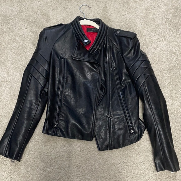 Zara Faux Leather Biker Jacket Small - Picture 1 of 7